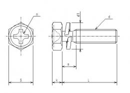 座金組込み十字穴付きアプセットボルト（ばね座金）　三価クロメート