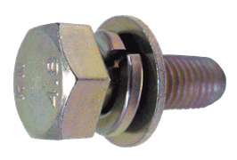 座金組込み六角トリムドボルト（平座金+ばね座金）　三価クロメート